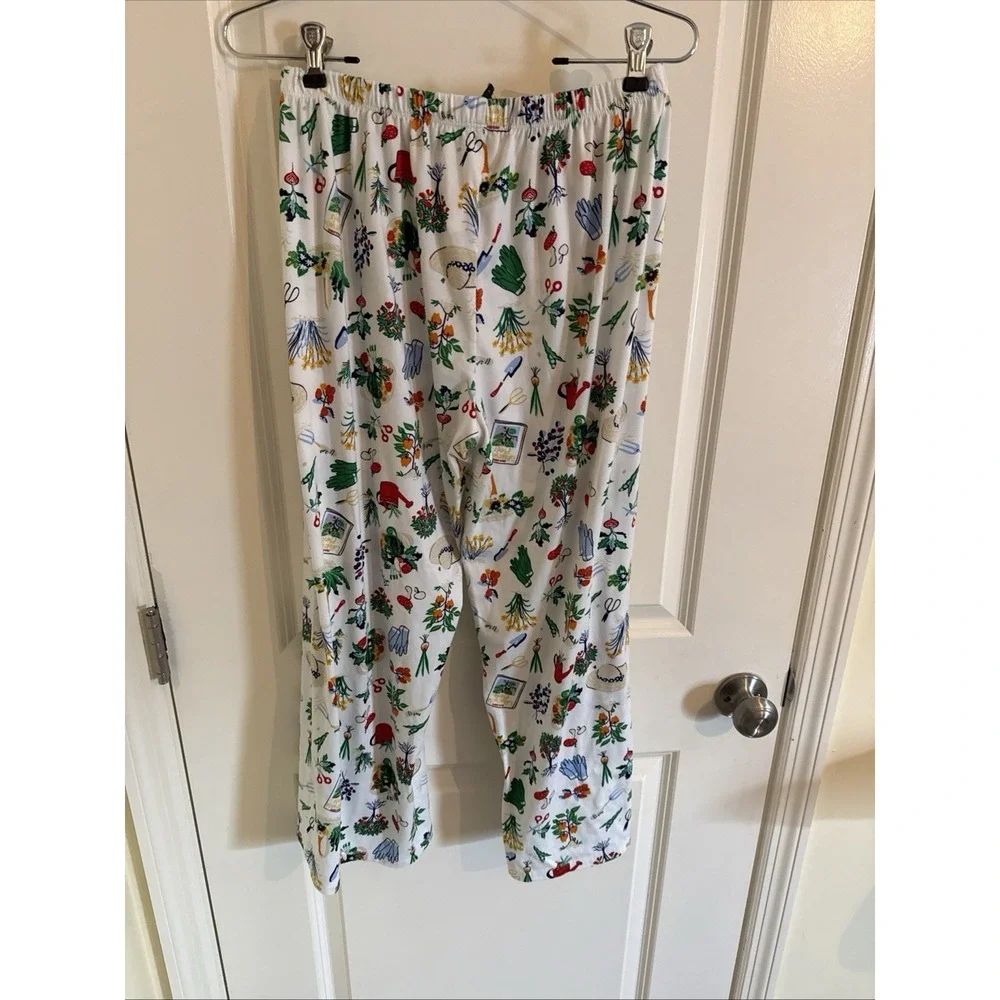 Kate Spade White Colorful IN THE GARDEN Knit Cropped Pajama Set Medium Floral - Picture 12 of 12